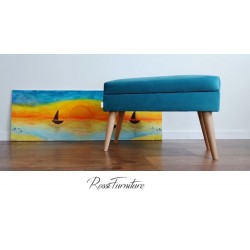 LOVARE LUX blue upholstered bench behind the storage compartment