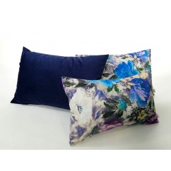 Poduszka dekoracyjna Motyw Liściasty granatowa  Rossi Furniture Komlept poduszek dekoracyjnych Kwiaty